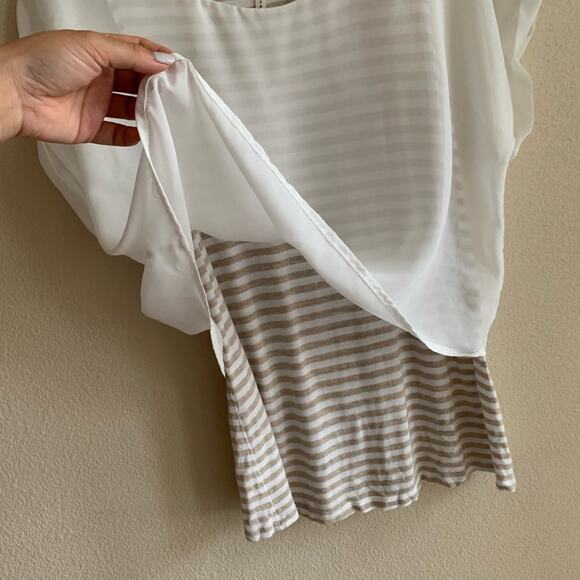 Bellatrix striped tank with sheer overlay blouse - Picture 3 of 7